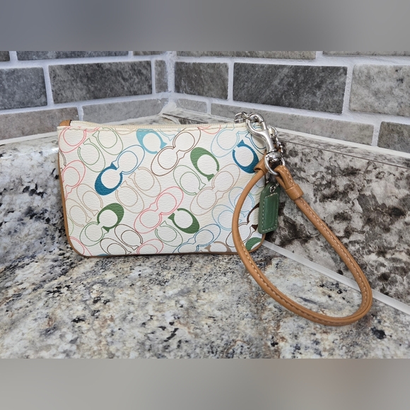 EUC Coach multicolored Signature Stripe Wristlet - Picture 4 of 11